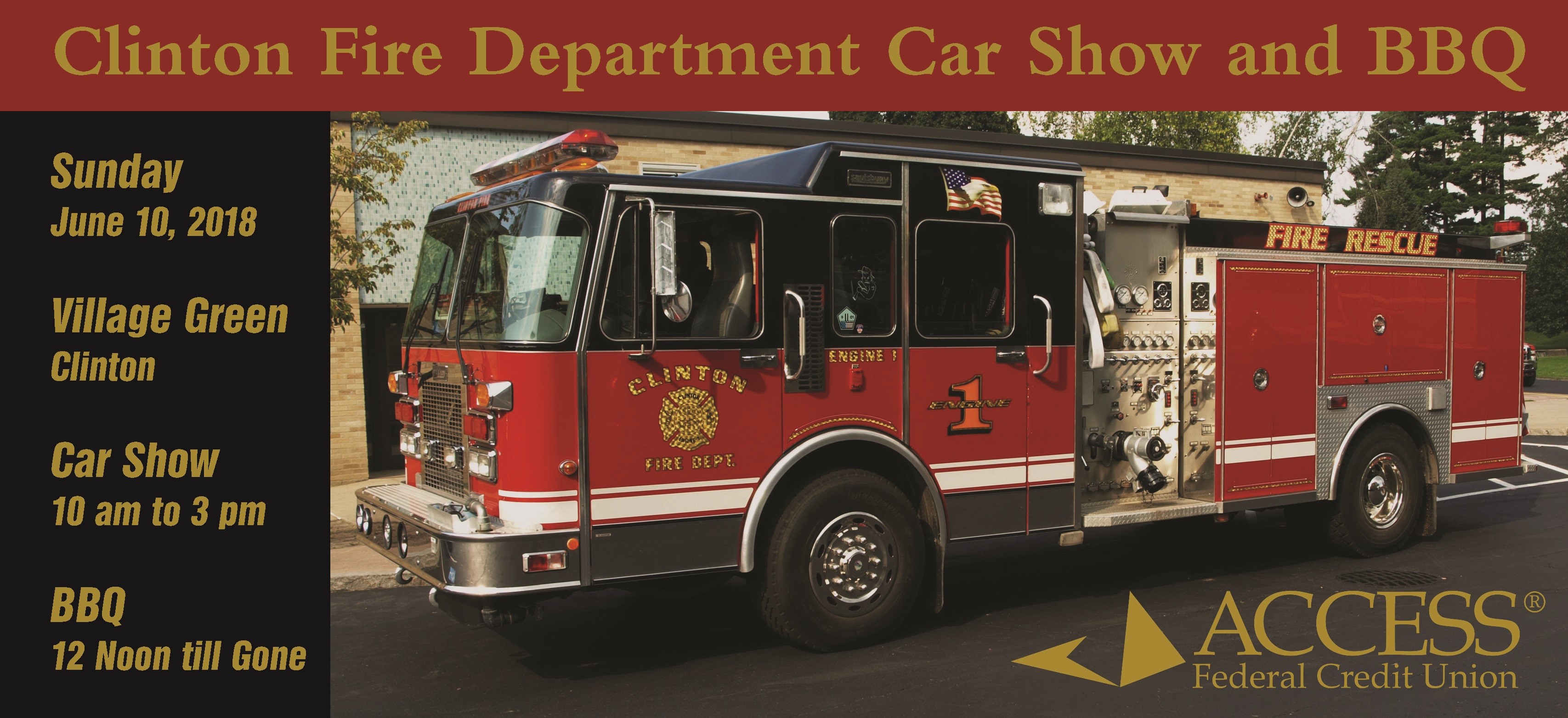 Clinton Fire Department Car Show and BBQ June 10, 2018